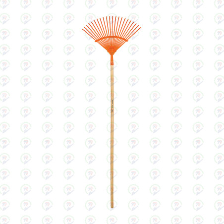 Escoba metálica para jardín curva 22 dientes + mango 48"